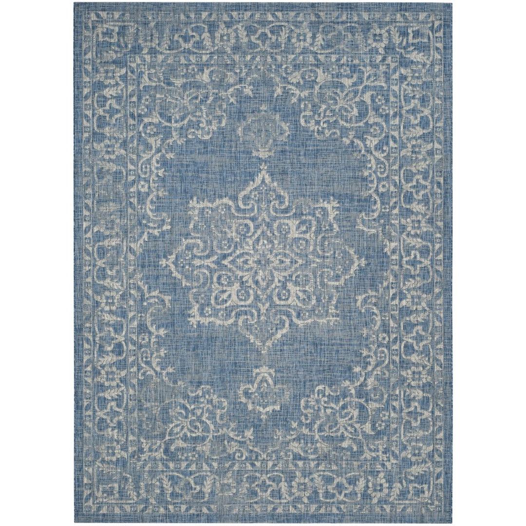 SAFAVIEH Outdoor CY8481-36821 Courtyard Navy / Grey Rug Image 2