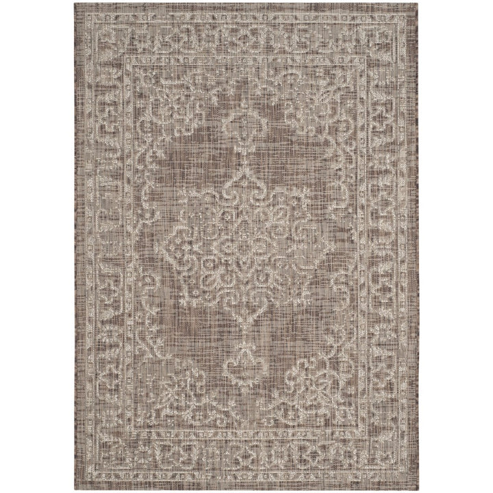 SAFAVIEH Outdoor CY8481-36321 Courtyard Brown / Beige Rug Image 1