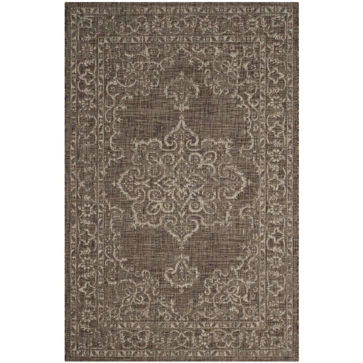 SAFAVIEH Outdoor CY8481-36321 Courtyard Brown / Beige Rug Image 11