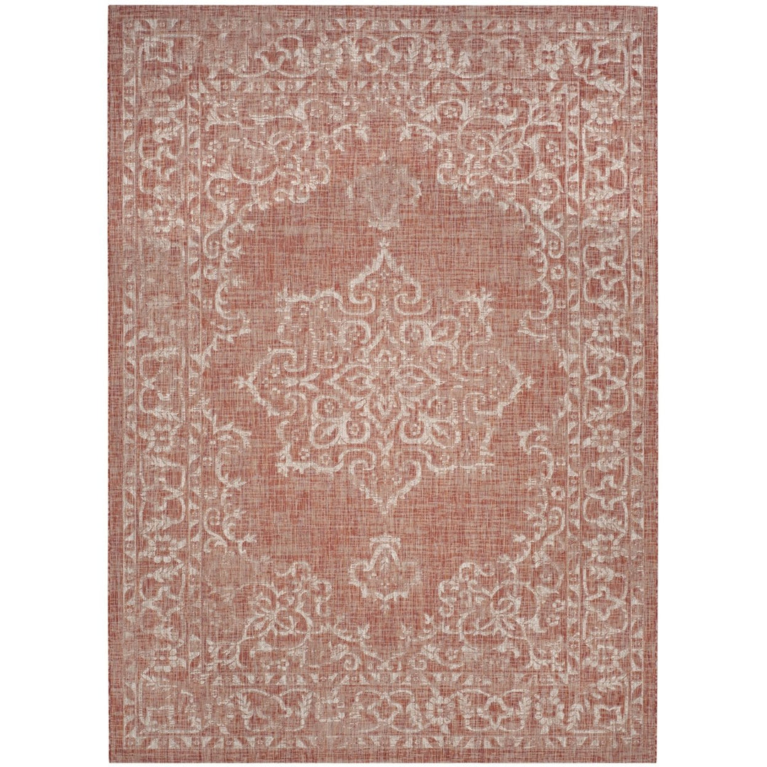 SAFAVIEH Outdoor CY8481-36521 Courtyard Terracotta / Beige Rug Image 1