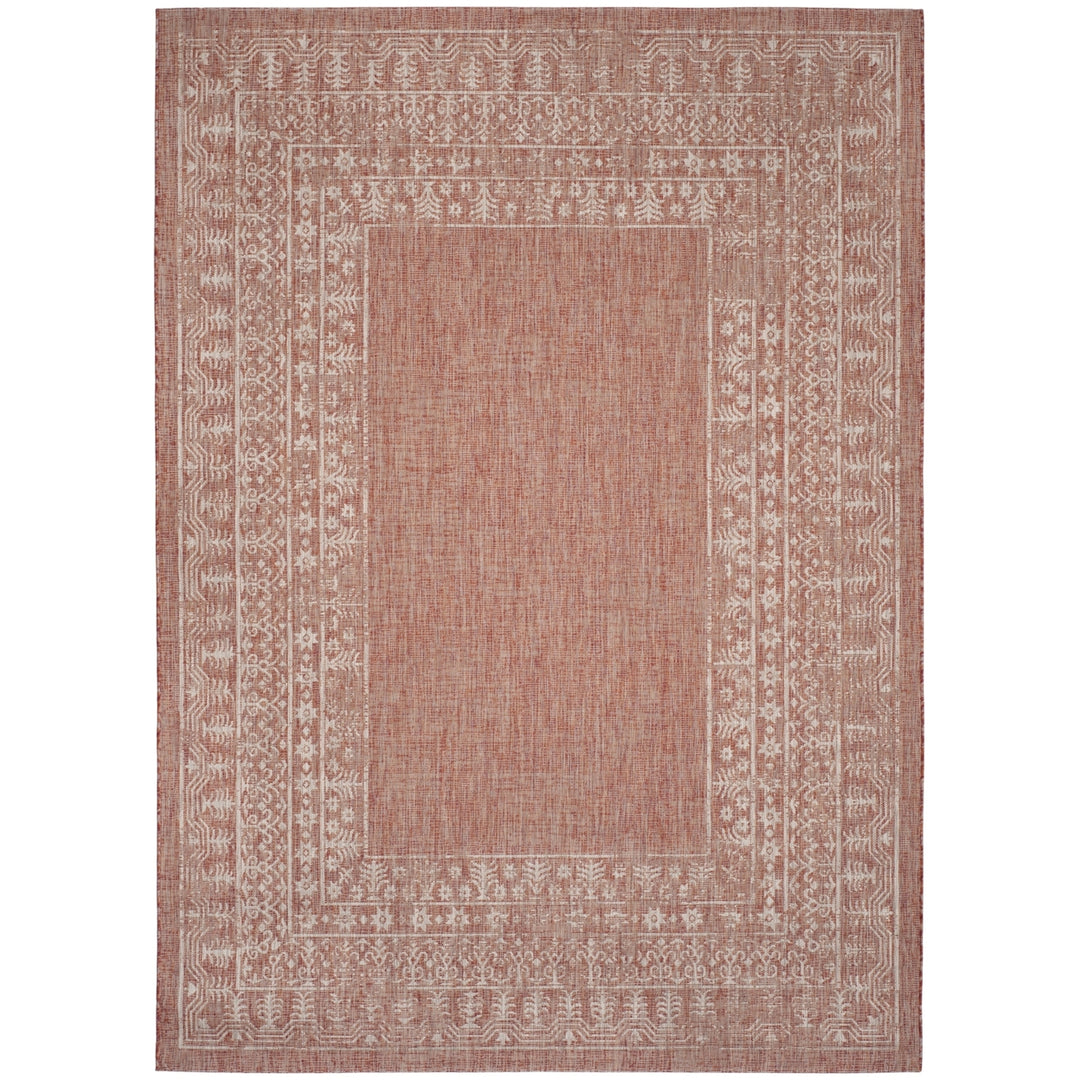 SAFAVIEH Outdoor CY8482-36521 Courtyard Red / Beige Rug Image 2