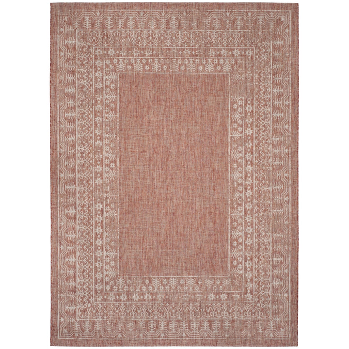 SAFAVIEH Outdoor CY8482-36521 Courtyard Red / Beige Rug Image 2