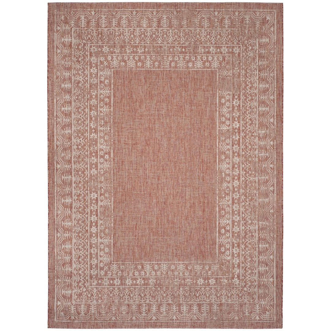 SAFAVIEH Outdoor CY8482-36521 Courtyard Red / Beige Rug Image 1