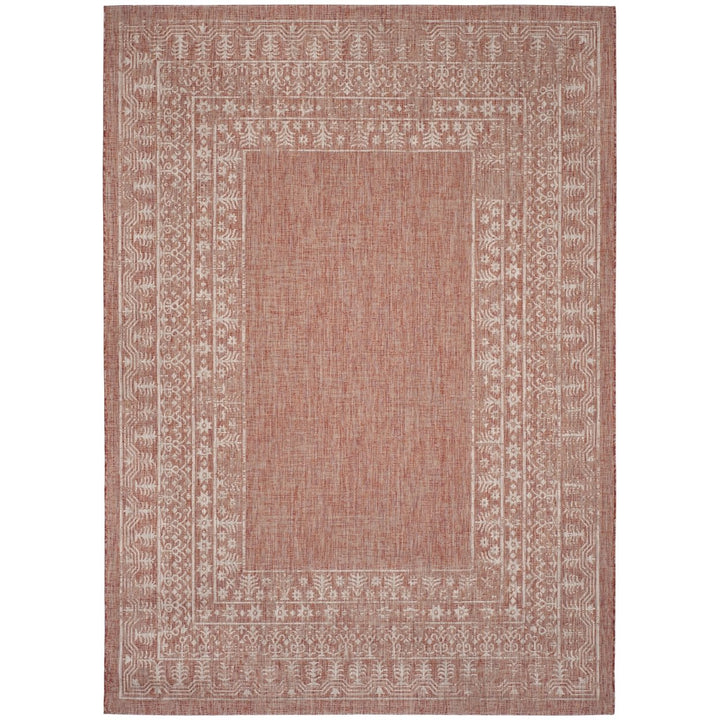 SAFAVIEH Outdoor CY8482-36521 Courtyard Red / Beige Rug Image 1