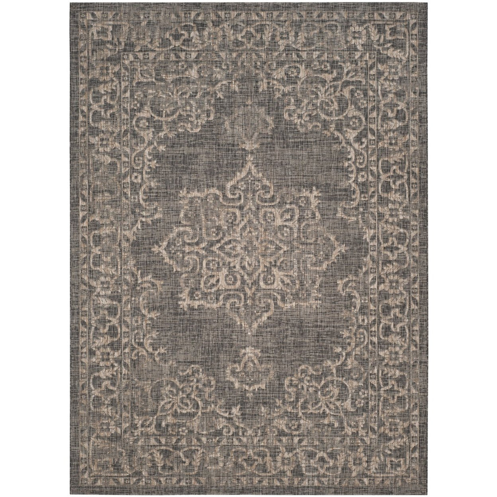 SAFAVIEH Outdoor CY8481-37321 Courtyard Black / Natural Rug Image 2