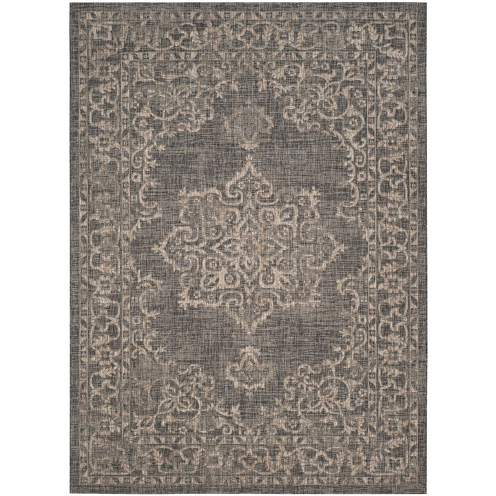 SAFAVIEH Outdoor CY8481-37321 Courtyard Black / Natural Rug Image 2