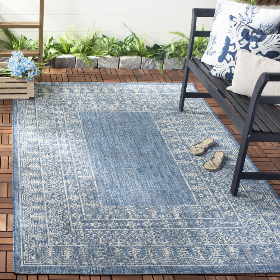 SAFAVIEH Outdoor CY8482-36821 Courtyard Navy / Grey Rug Image 1