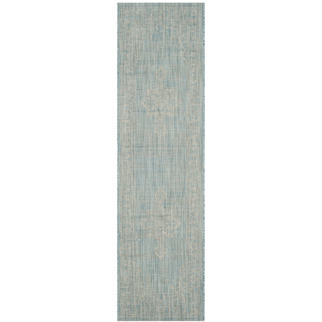 SAFAVIEH Outdoor CY8481-37121 Courtyard Aqua / Grey Rug Image 6