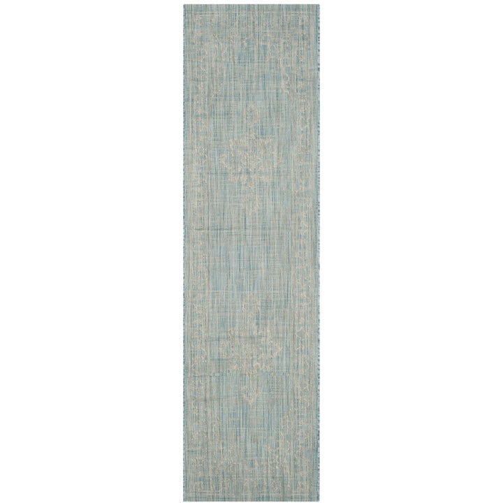 SAFAVIEH Outdoor CY8481-37121 Courtyard Aqua / Grey Rug Image 6