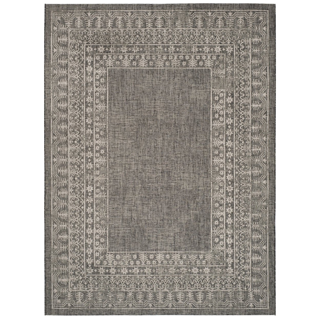 SAFAVIEH Outdoor CY8482-36621 Courtyard Black / Beige Rug Image 4