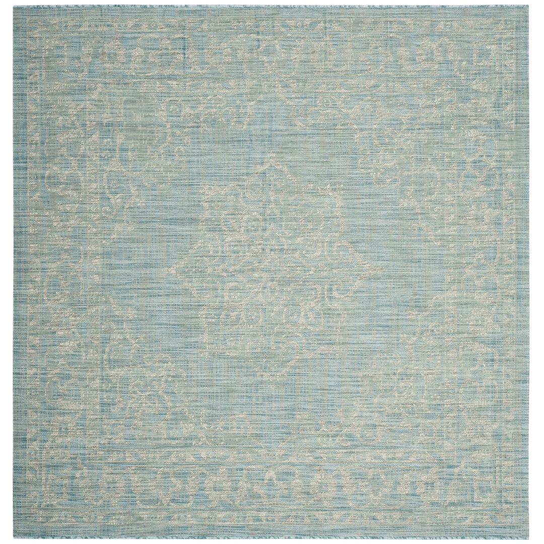 SAFAVIEH Outdoor CY8481-37121 Courtyard Aqua / Grey Rug Image 7