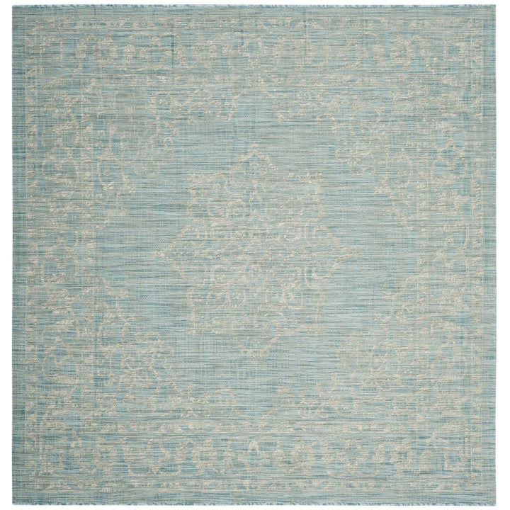 SAFAVIEH Outdoor CY8481-37121 Courtyard Aqua / Grey Rug Image 7