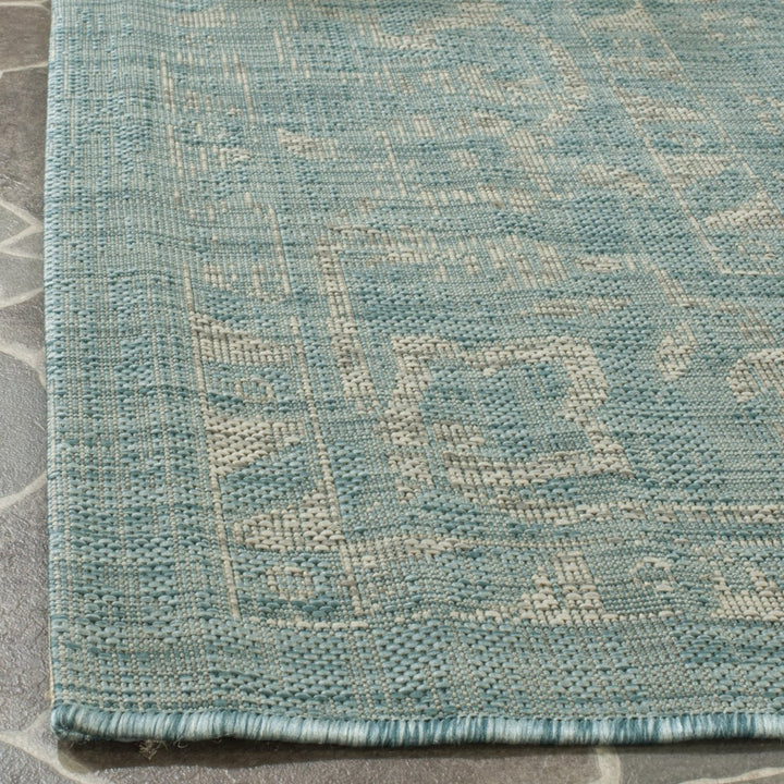 SAFAVIEH Outdoor CY8481-37121 Courtyard Aqua / Grey Rug Image 8