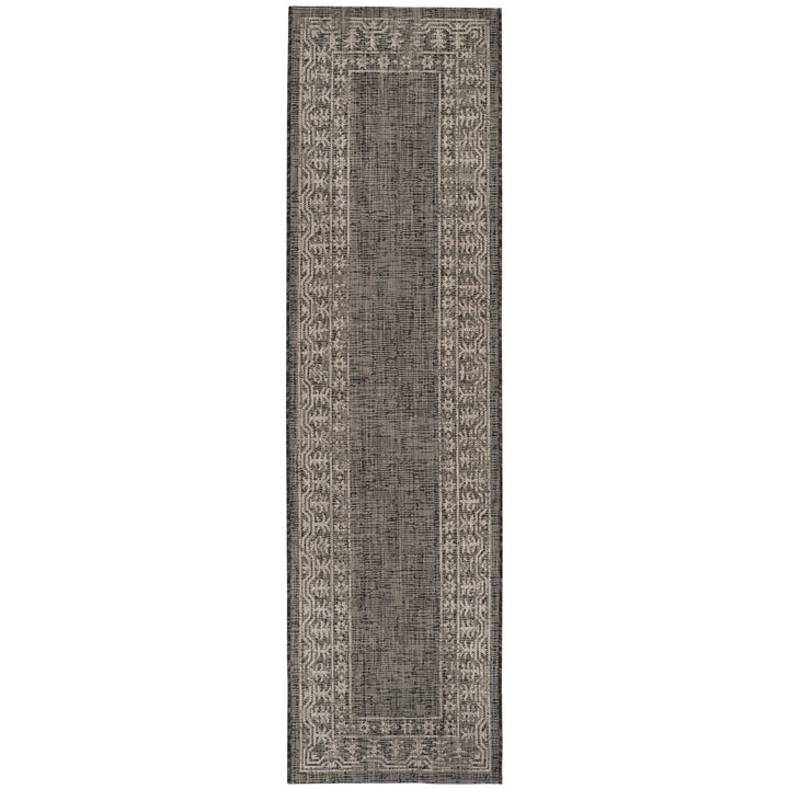 SAFAVIEH Outdoor CY8482-36621 Courtyard Black / Beige Rug Image 6