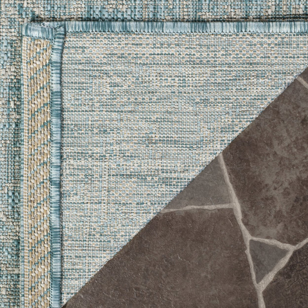 SAFAVIEH Outdoor CY8481-37121 Courtyard Aqua / Grey Rug Image 9