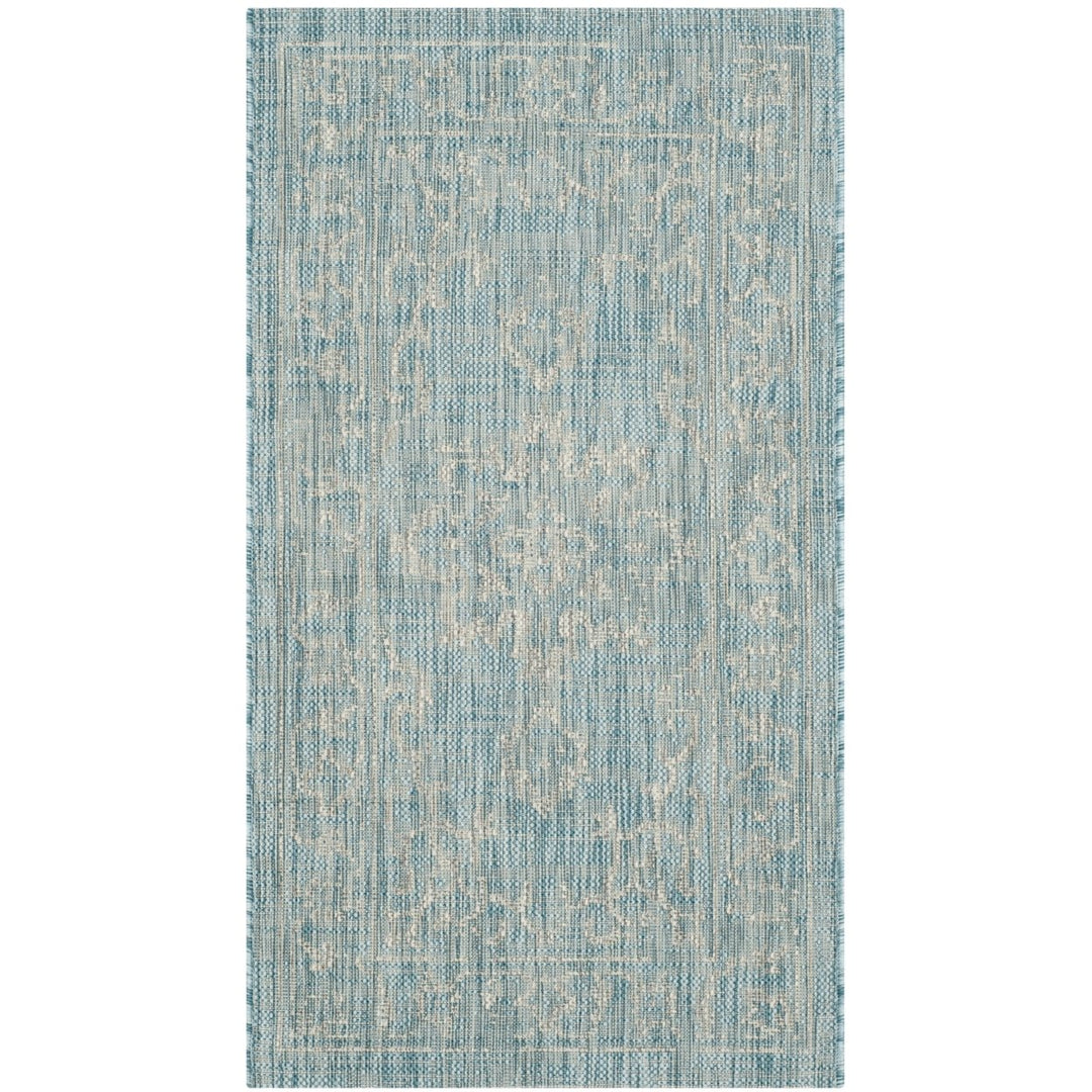 SAFAVIEH Outdoor CY8481-37121 Courtyard Aqua / Grey Rug Image 10