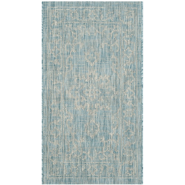 SAFAVIEH Outdoor CY8481-37121 Courtyard Aqua / Grey Rug Image 1