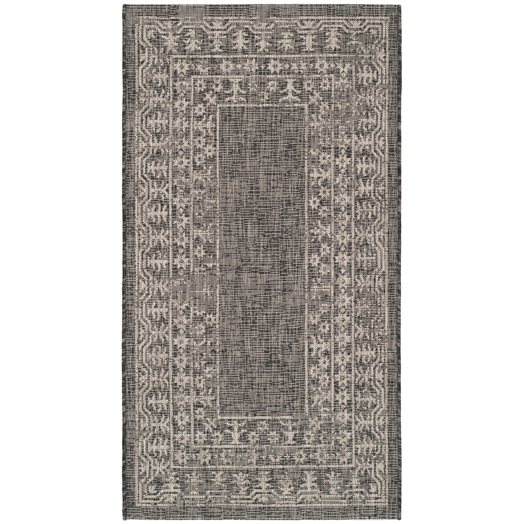 SAFAVIEH Outdoor CY8482-36621 Courtyard Black / Beige Rug Image 9