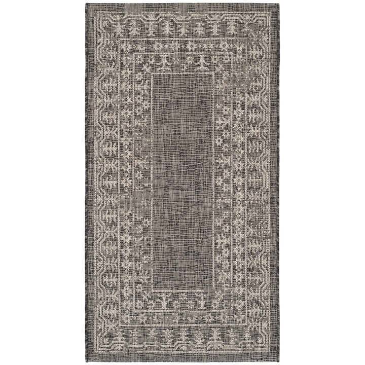 SAFAVIEH Outdoor CY8482-36621 Courtyard Black / Beige Rug Image 9