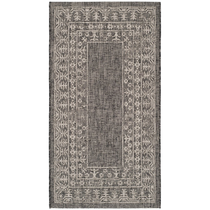 SAFAVIEH Outdoor CY8482-36621 Courtyard Black / Beige Rug Image 1