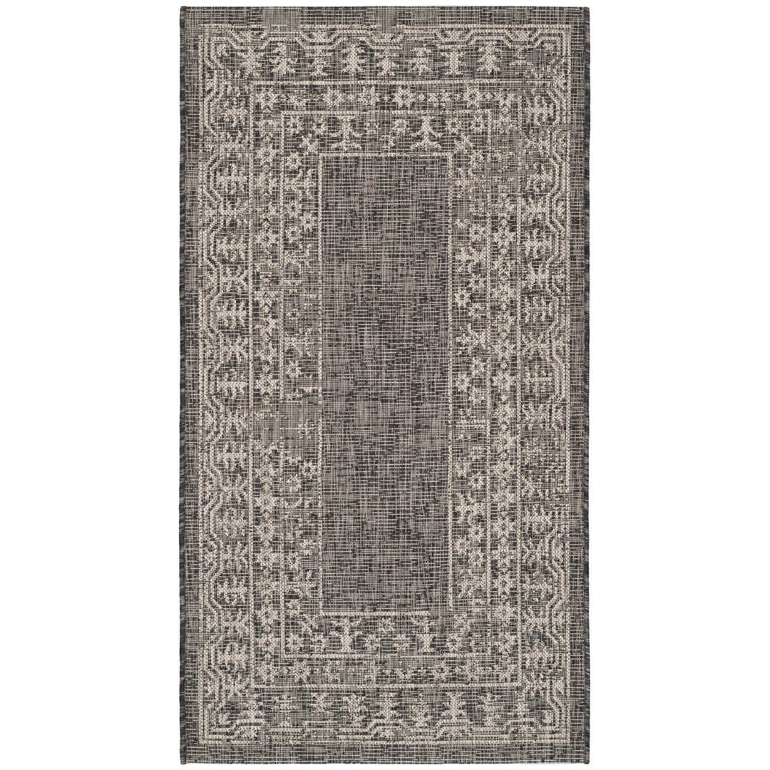 SAFAVIEH Outdoor CY8482-36621 Courtyard Black / Beige Rug Image 1