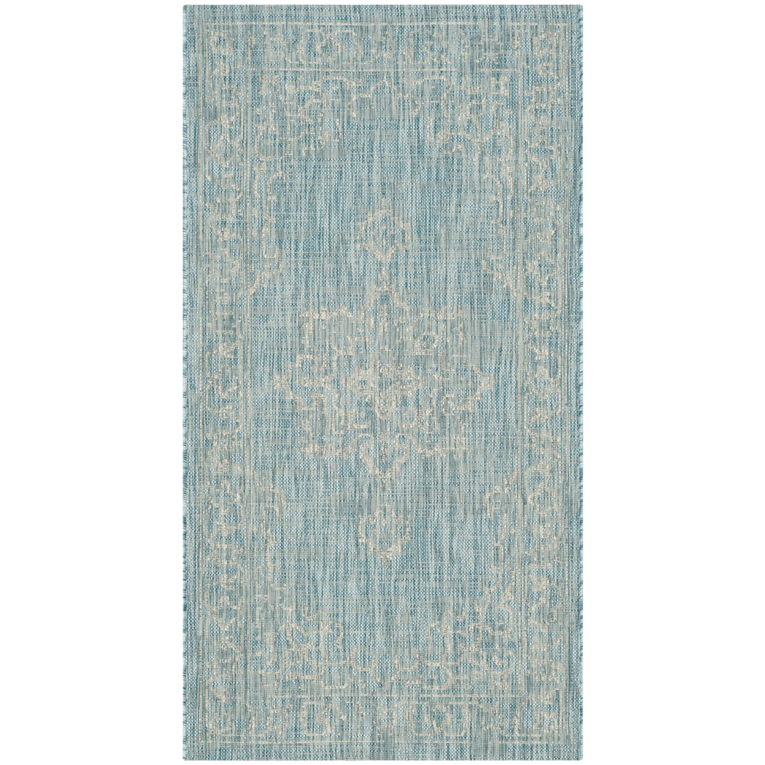 SAFAVIEH Outdoor CY8481-37121 Courtyard Aqua / Grey Rug Image 11