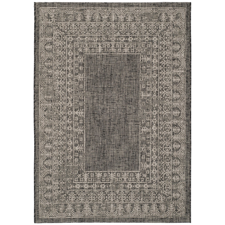 SAFAVIEH Outdoor CY8482-36621 Courtyard Black / Beige Rug Image 10