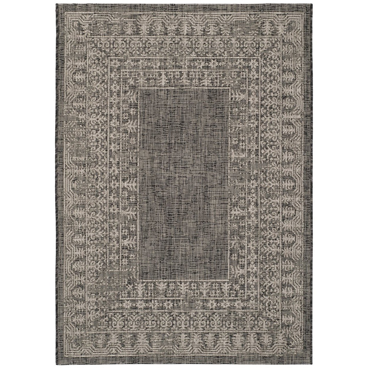 SAFAVIEH Outdoor CY8482-36621 Courtyard Black / Beige Rug Image 1