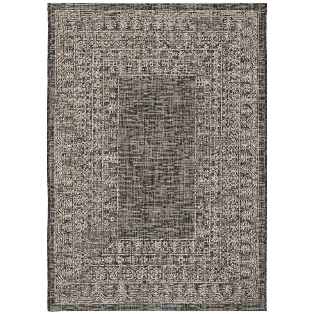 SAFAVIEH Outdoor CY8482-36621 Courtyard Black / Beige Rug Image 1