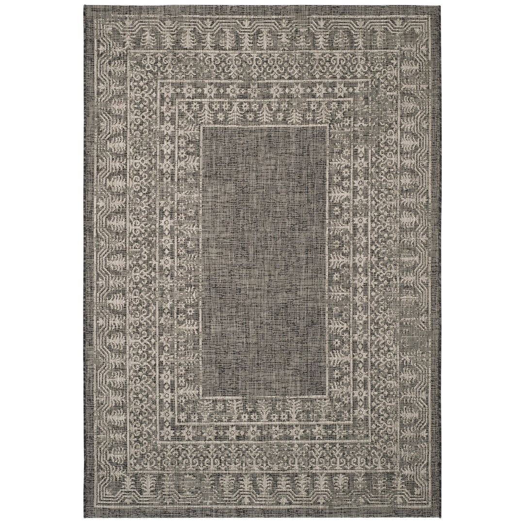 SAFAVIEH Outdoor CY8482-36621 Courtyard Black / Beige Rug Image 11