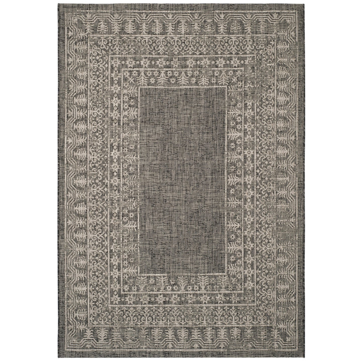 SAFAVIEH Outdoor CY8482-36621 Courtyard Black / Beige Rug Image 11