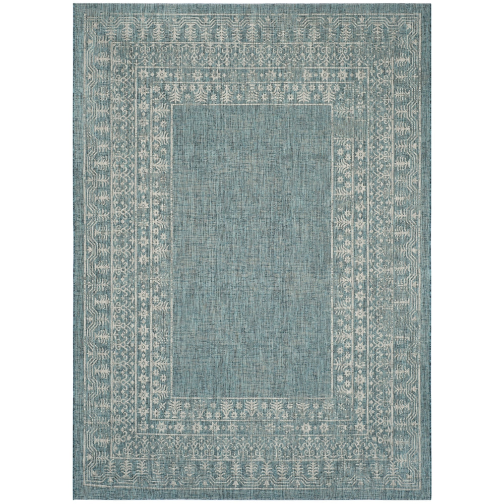 SAFAVIEH Outdoor CY8482-37221 Courtyard Blue / Grey Rug Image 2