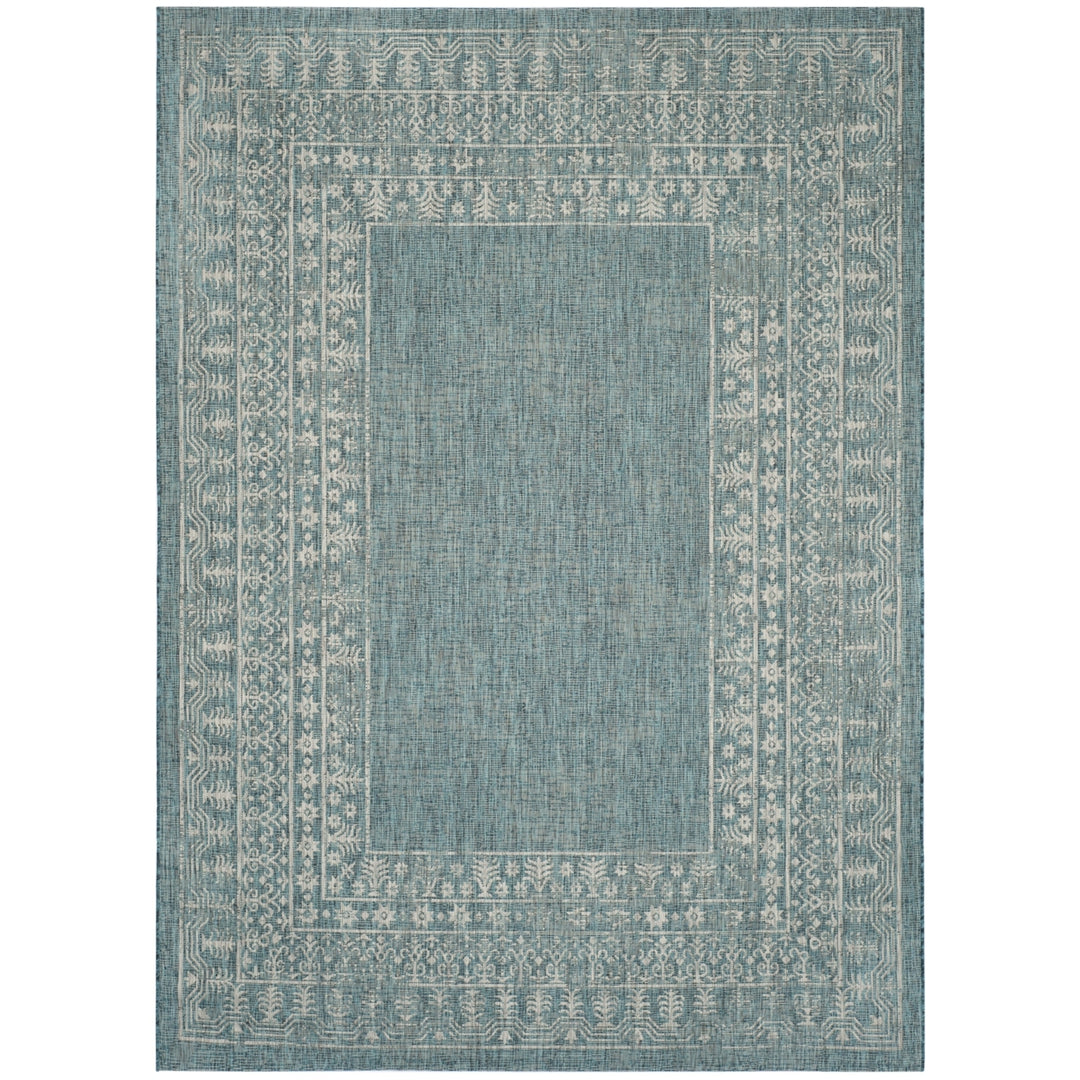 SAFAVIEH Outdoor CY8482-37221 Courtyard Blue / Grey Rug Image 2