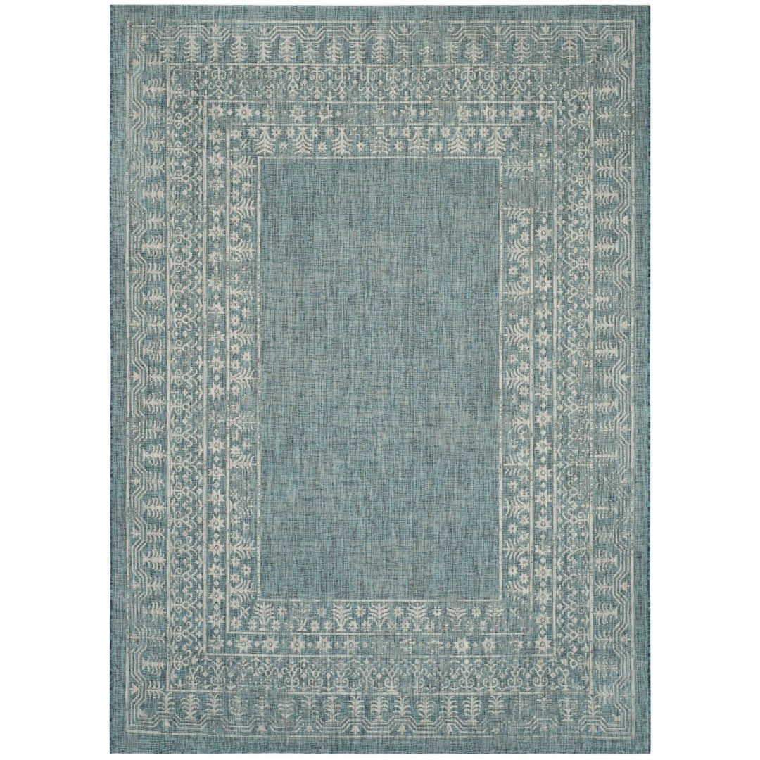 SAFAVIEH Outdoor CY8482-37221 Courtyard Blue / Grey Rug Image 1