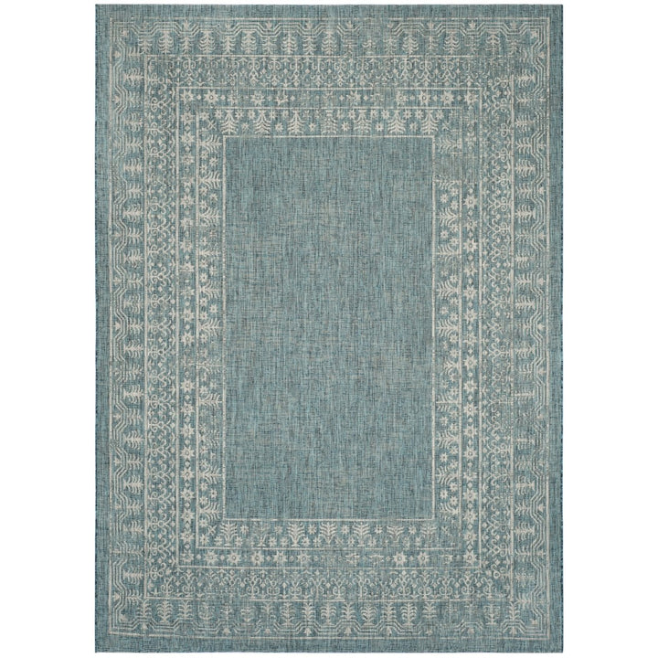 SAFAVIEH Outdoor CY8482-37221 Courtyard Blue / Grey Rug Image 1