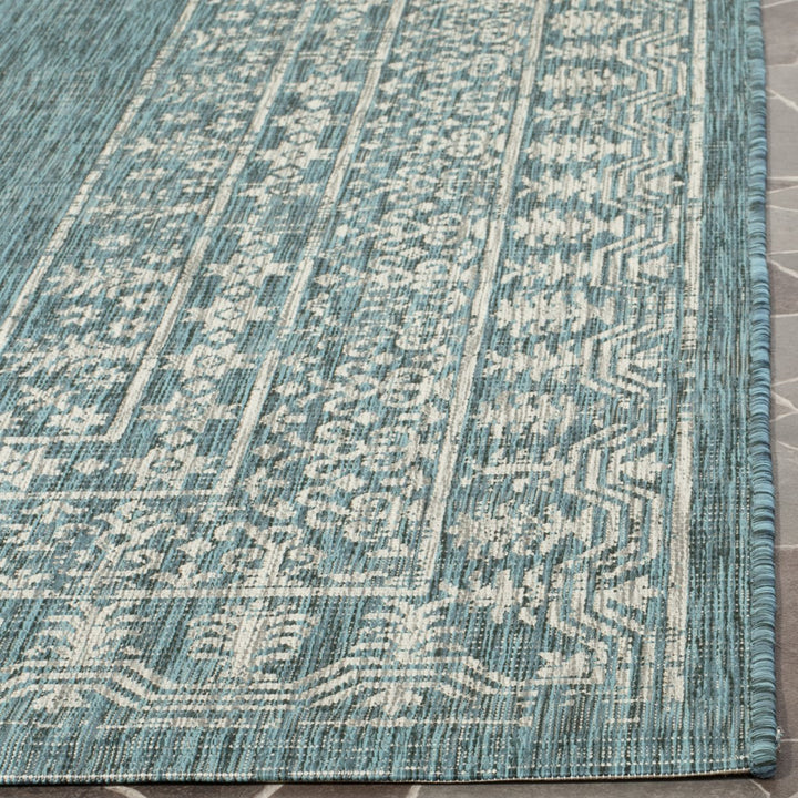 SAFAVIEH Outdoor CY8482-37221 Courtyard Blue / Grey Rug Image 3