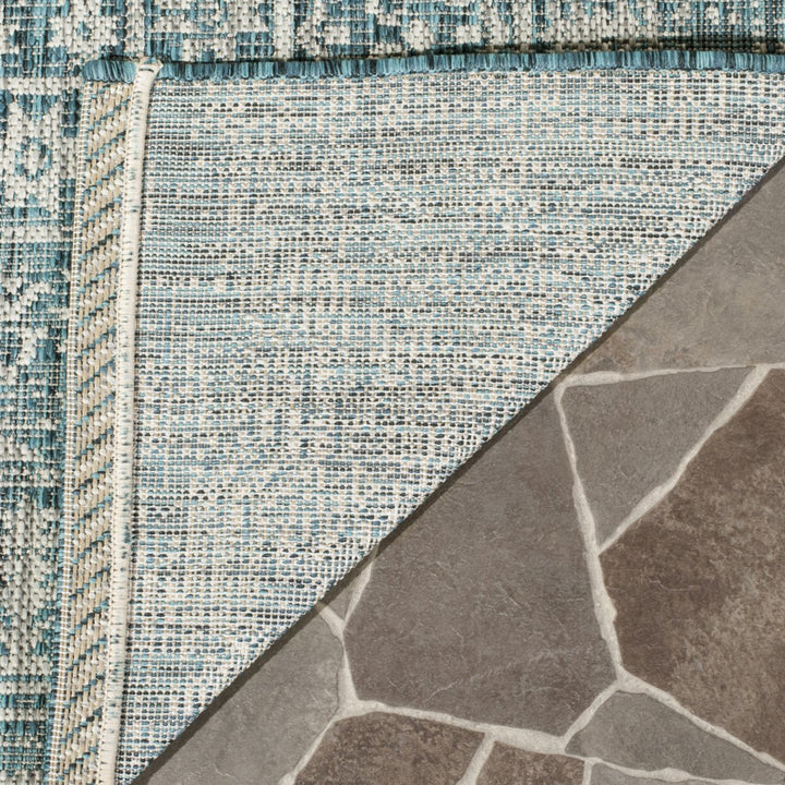 SAFAVIEH Outdoor CY8482-37221 Courtyard Blue / Grey Rug Image 4