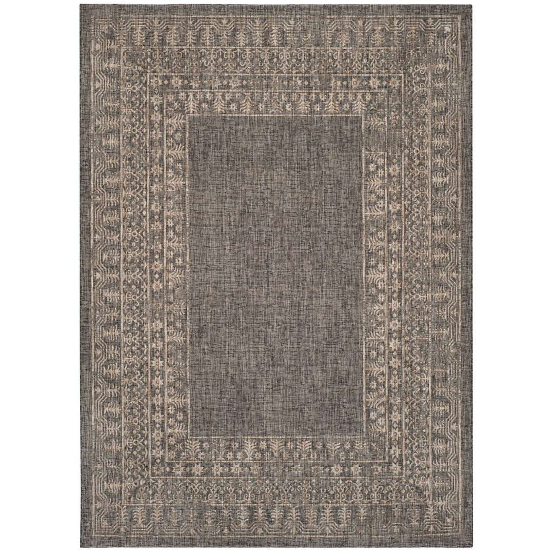 SAFAVIEH Outdoor CY8482-37321 Courtyard Black / Natural Rug Image 2