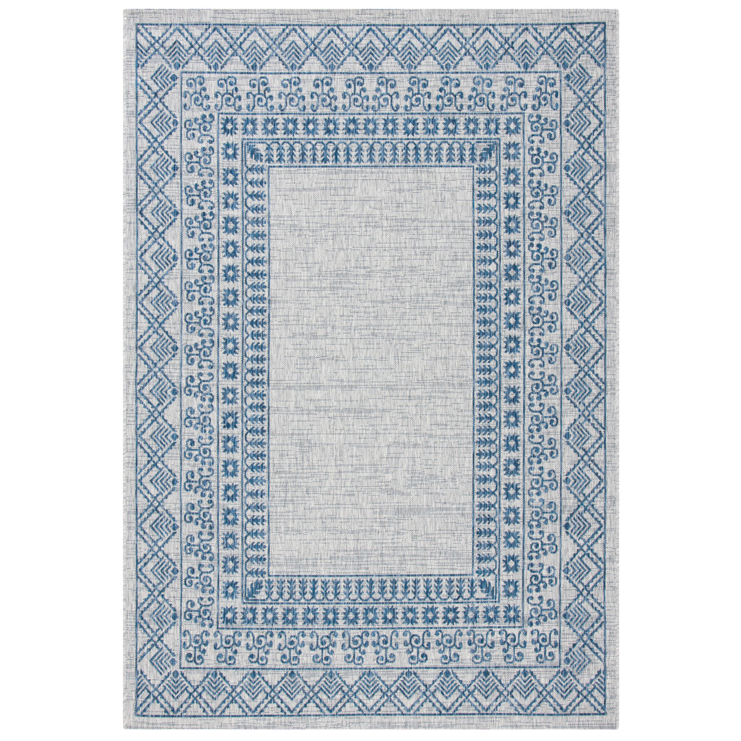 SAFAVIEH Outdoor CY8484-368 Courtyard Grey / Navy Rug Image 1