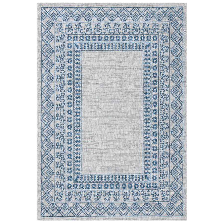 SAFAVIEH Outdoor CY8484-368 Courtyard Grey / Navy Rug Image 1