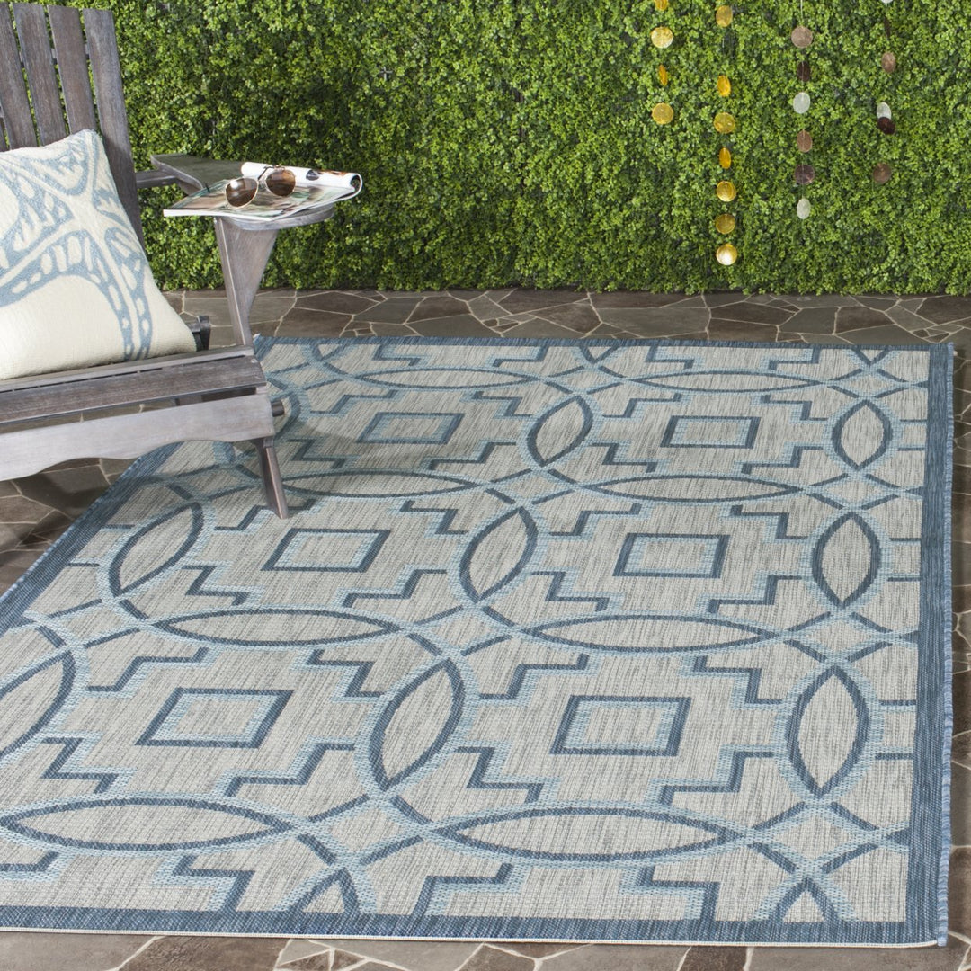 SAFAVIEH Outdoor CY8499-36812 Courtyard Grey / Navy Rug Image 1