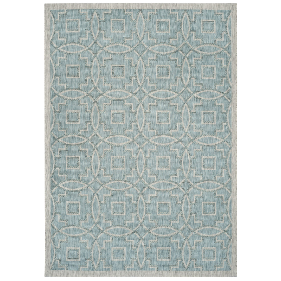 SAFAVIEH Outdoor CY8499-37121 Courtyard Aqua / Grey Rug Image 1