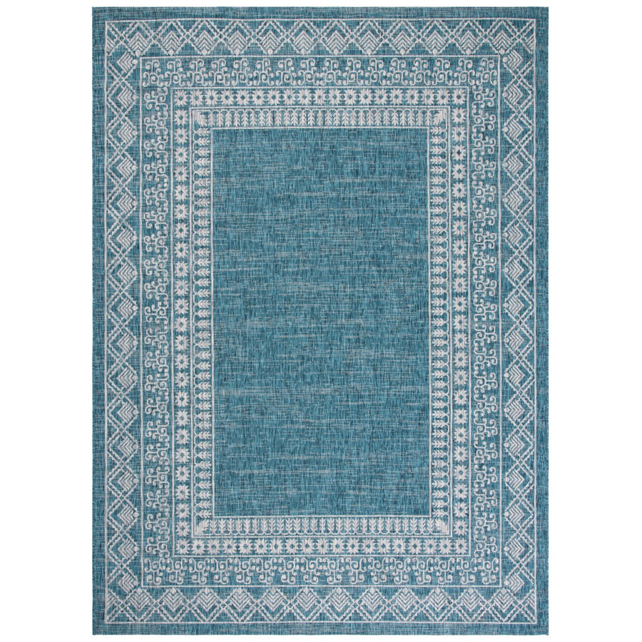 SAFAVIEH Outdoor CY8484-37221 Courtyard Blue / Grey Rug Image 1