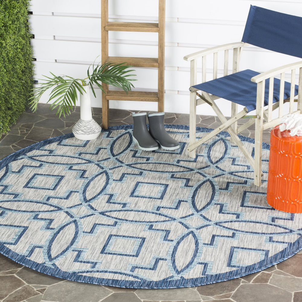 SAFAVIEH Outdoor CY8499-36812 Courtyard Grey / Navy Rug Image 2