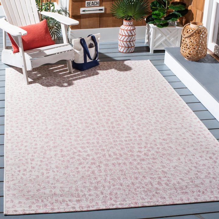 SAFAVIEH Outdoor CY8505-56212 Courtyard Ivory / Blush Pink Rug Image 1