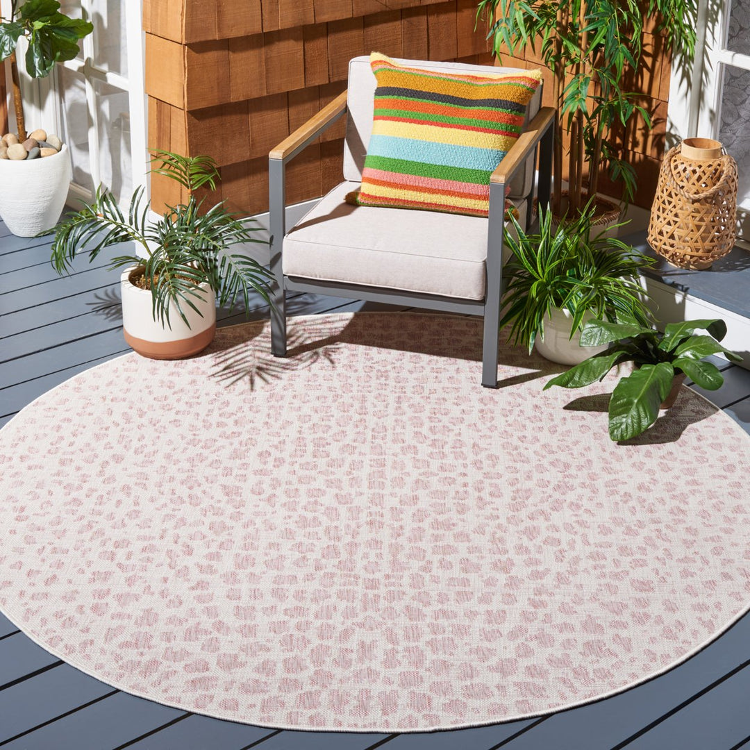 SAFAVIEH Outdoor CY8505-56212 Courtyard Ivory / Blush Pink Rug Image 2