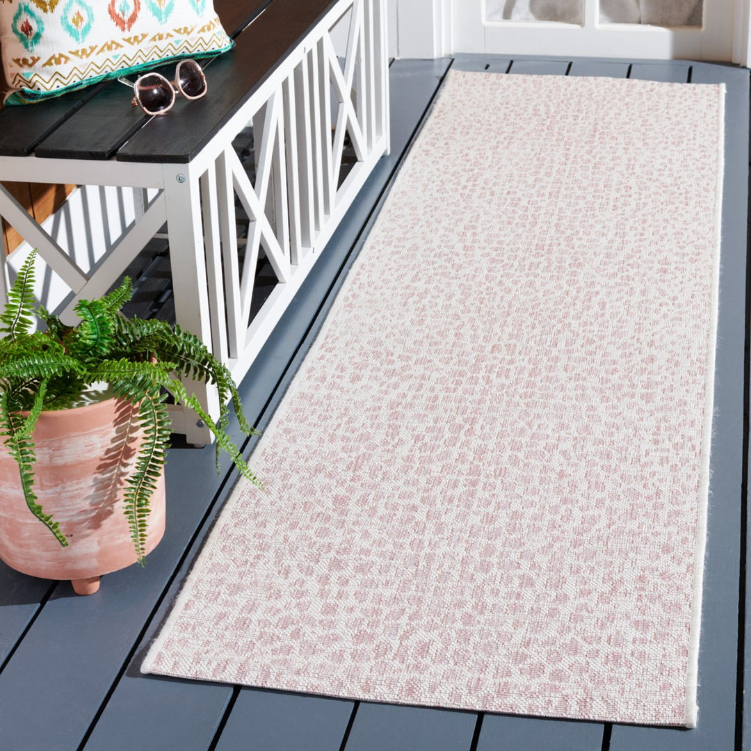 SAFAVIEH Outdoor CY8505-56212 Courtyard Ivory / Blush Pink Rug Image 3