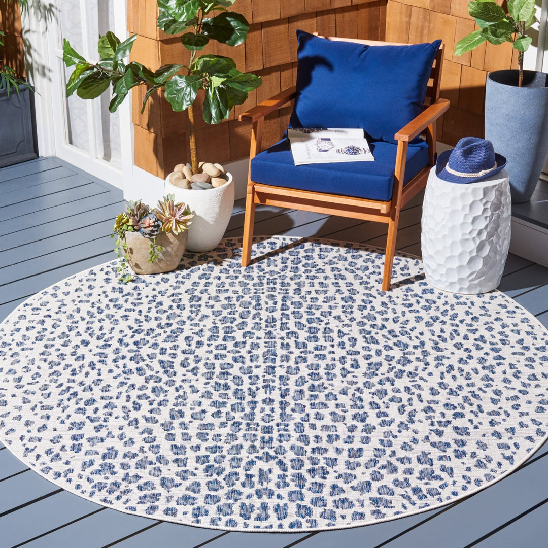 SAFAVIEH Outdoor CY8505-53412 Courtyard Ivory / Navy Rug Image 2