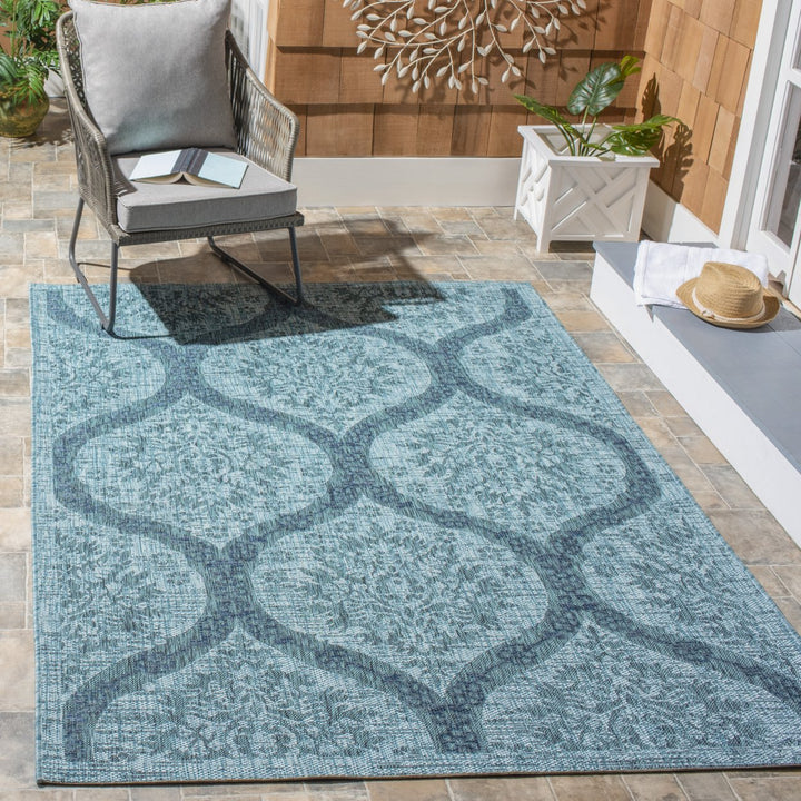 SAFAVIEH Outdoor CY8511-38221 Courtyard Blue / Grey Rug Image 1