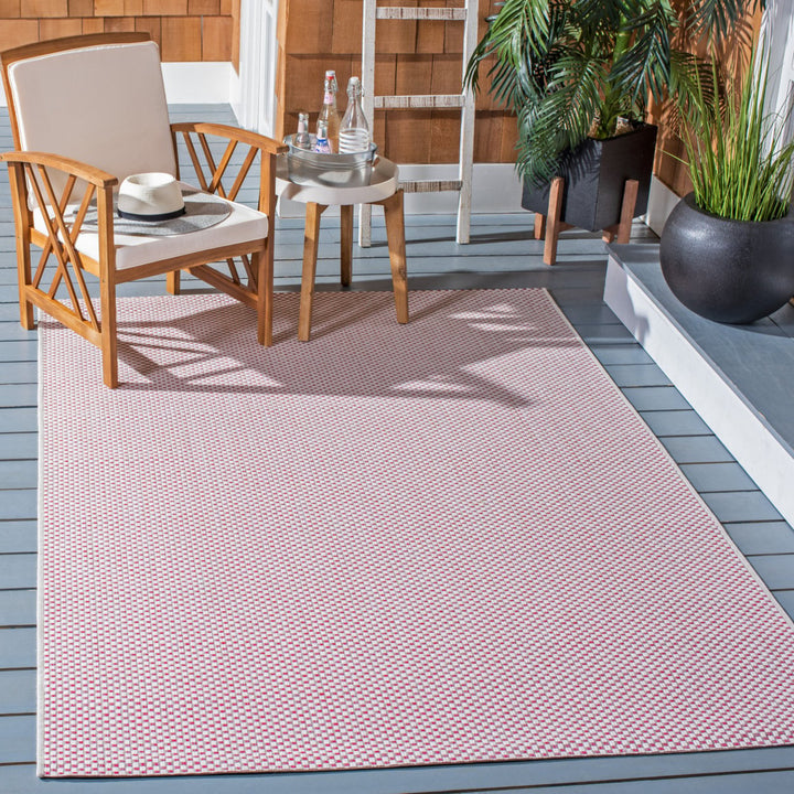 SAFAVIEH Outdoor CY8521-53812 Courtyard Ivory / Pink Rug Image 1